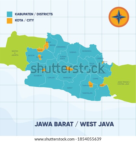 illustration vector map of jawa barat indonesia