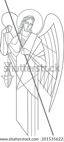 Hand drawn vector illustration or drawing of Saint Raphael Archangel