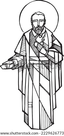 Hand drawn vector illustration or drawing of Saint Philip Neri

