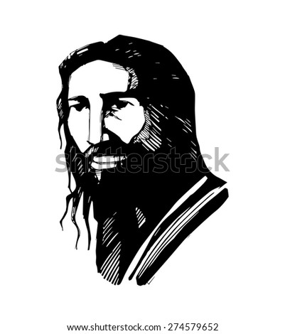Hand Drawn Vector Illustration Or Drawing Of Jesus Christ Face ...