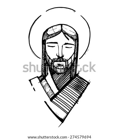Hand Drawn Vector Illustration Or Drawing Of Jesus Christ Face ...