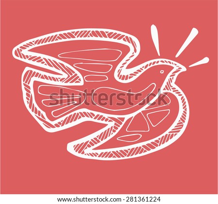 Hand drawn vector illustration or drawing of  a dove bird representing the Holy Spirit symbol in the Christian Catholic faith