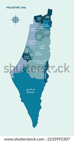 Palestine map with cities. Vector