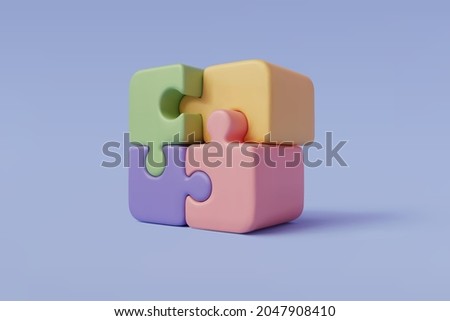 3D Vector Illustration of Jigsaw puzzle cube, EPS 10 Vector.