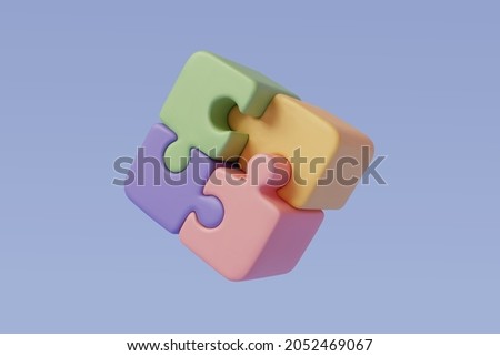 3D Vector Illustration of Colorful jigsaw puzzle cube, strategy jigsaw business and education. EPS 10 Vector.