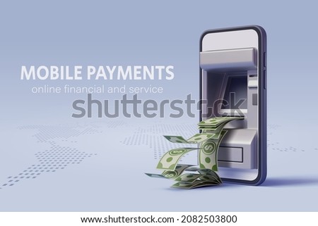 Vector illustration of Smartphone with money 3d icon. Eps 10 Vector.