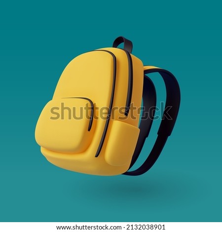 3d Vector of Yellow Backpack, Back to school and education concept. Eps 10 Vector. Foto stock © 