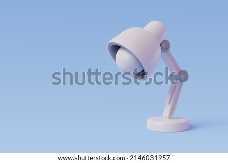 3d Vector of white desk lamp on blue, student and education concept. Eps 10 Vector