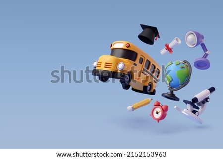 3d Vector of collection of education icon on blue, Education and welcome back to school concept. Eps 10.