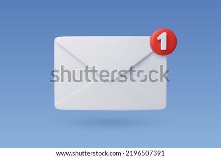 3d Vector Electronic mail with one massage, New message concept. Eps 10 Vector