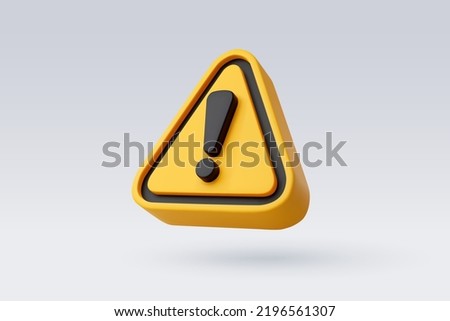 3d Vector Yellow warning sign with Exclamation mark concept. Eps 10 Vector.