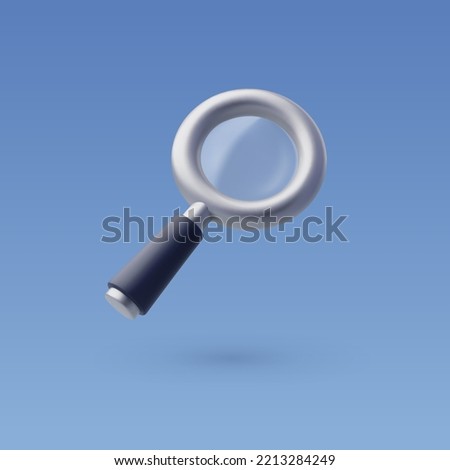 3d Vector Magnifying glass. Finding, Reading, Research, Analysis information concept. Eps 10 Vector.