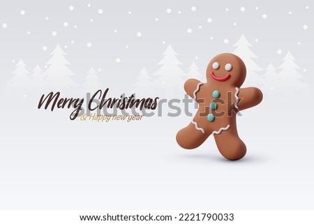 3d Vector Gingerbread man, Merry Christmas cookie or New Year greeting concept. Eps 10 Vector.
