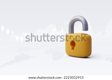 3d Vector Lock, Open the lock with the key. Data Protection, Safety, Encryption, Protection, Privacy concept. Eps 10 Vector.