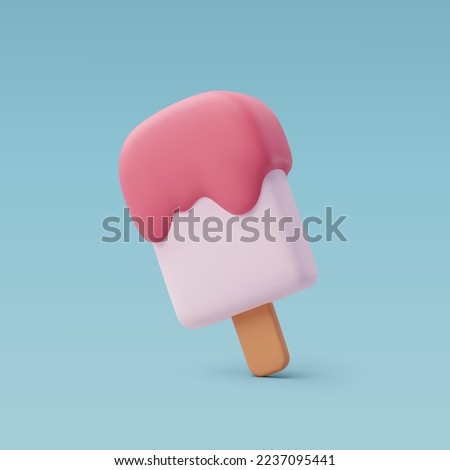 3d Vector Ice Cream stick, Summer holiday, Time to travel concept. Eps 10 Vector.