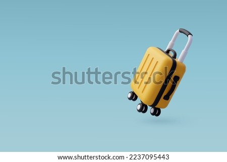 3d Vector Yellow Suitcase, Summer holiday, Time to travel concept. Eps 10 Vector.