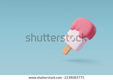 3d Vector Ice Cream stick, Summer holiday, Time to travel concept. Eps 10 Vector.