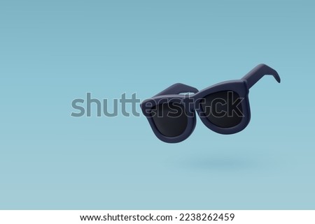 3d Vector Black Sunglasses, Hello Summer, Summertime, Back to travel Concept. Eps 10 Vector.