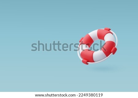 3d Vector Red and White Life Rescue, Lifebuoy. Summer Journey, Time to Travel Concept. Eps 10 Vector.