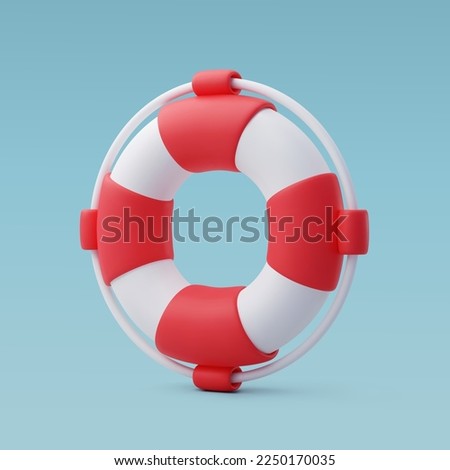 3d Vector Red and White Life Rescue, Lifebuoy. Summer Journey, Time to Travel Concept. Eps 10 Vector.