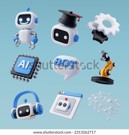 3d Vector icon of AI in science and business, Technology and engineering concept. Eps 10 Vector.