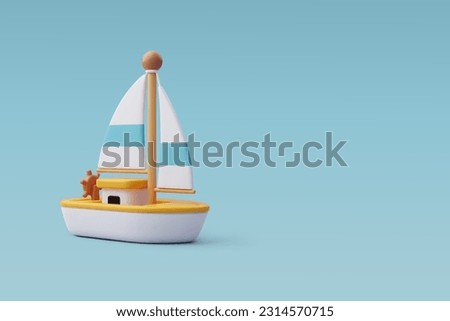 3d Vector Travel and journey boat, Holiday Vacation, Travel and Transport concept. Eps 10 Vector.