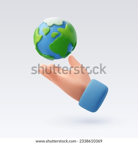 3d human hand receive earth, ESG carbon credits and environment concept. Eps 10 Vector.