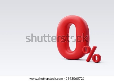3d Vector Red zero percent or 0% special offer and discount. Eps 10 Vector.