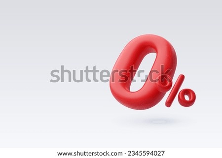 3d Vector Red zero percent or 0% special offer and discount. Eps 10 Vector.