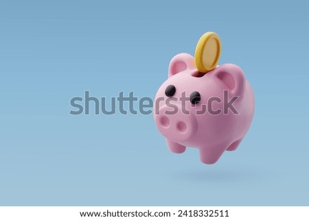 3d Vector Piggy bank with coin, Bank services, Financial services, Business and financial concept. Eps 10 Vector.