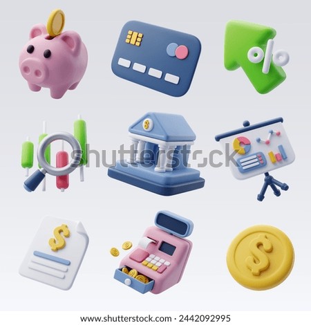 Collection icon set of finance, Bank, Financial services, Business and financial concept. Eps 10 Vector.