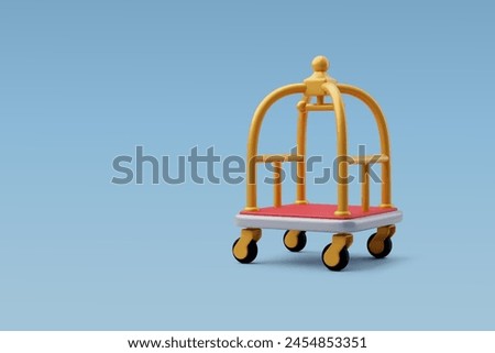 3d Vector Luggage Trolley Cart, Hotel reception and room service banner, Hotel booking concept. Eps 10 Vector.