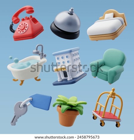 3d collection of hotel and service online booking concept. Eps 10 Vector.