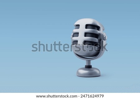 3d Vector Silver metal microphone, Music, Karaoke, Entertainment equipment concept. Eps 10 Vector.