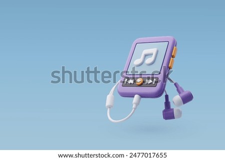 3d Vector Mp3 player and earphones, Music, Record players, Entertainment equipment concept. Eps 10 Vector.