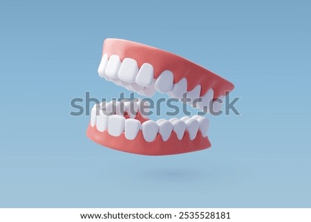 3d Vector Dentures, Teeth Prosthesis, Dental implant, Equipment for elderly concept. Eps 10 Vector. 