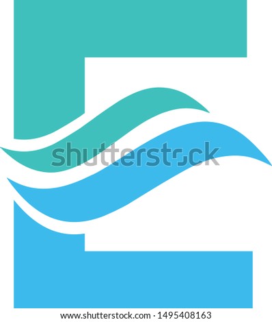 letter E with wave logo. vector logotype 