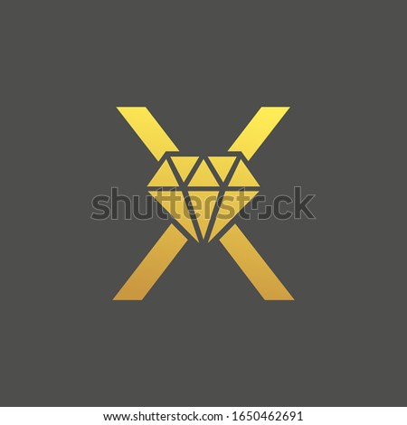 initial letter X with diamond vector logo template