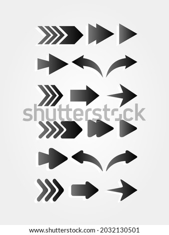 set arrows with sharp and rounded corner. arrow element for project and document