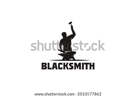blacksmith logo vector silhouette,black background