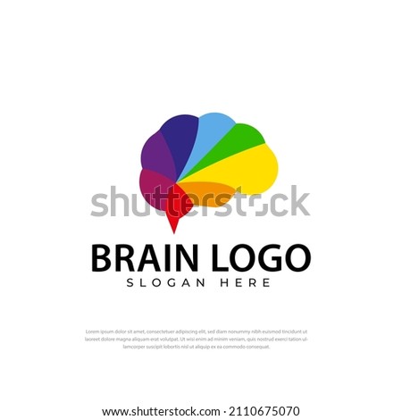 Rainbow colored brain design logo creative, symbol, medical, design template