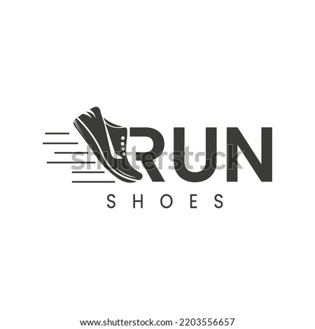 Creative word sign illustration logo, R to run shoe icon logo template.