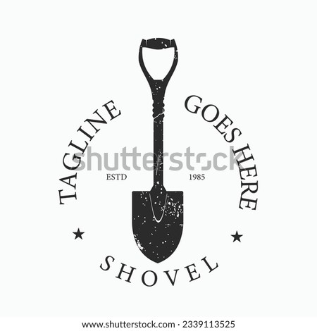 Spade icon logo vector design inspiration. Black Spade icon logo isolated on white background. Shovel silhouette. Garden tools Farm logo vintage retro