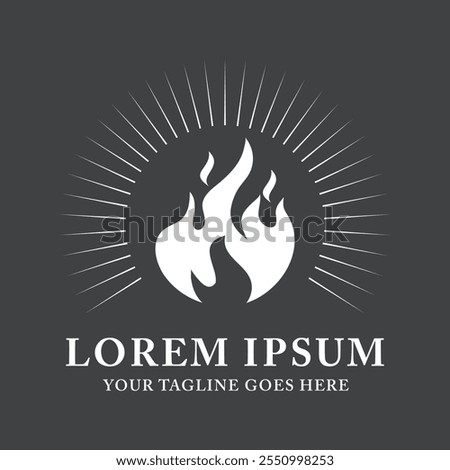 A logo with a minimalist design featuring the Fire Element in the center, surrounded by lines of light.