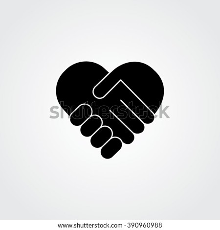 handshake. Heart symbol. Vector illustration