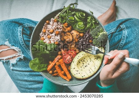 Similar – Image, Stock Photo Plate with a cucumber skewer on a white background