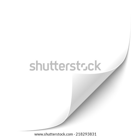 Curled White Paper Corner with White Background