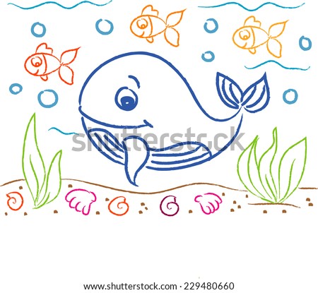 Children\'s drawings of kids,sea, nature, objects