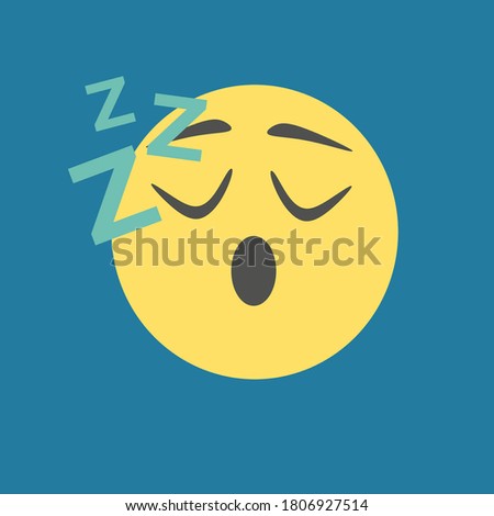 Simple Flat Vector Illustration of Yellow Head Sleepy  Emoticon Emoji.