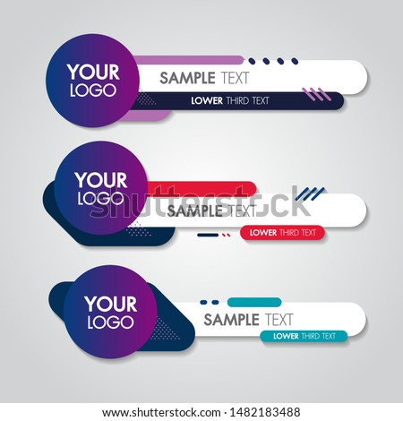 Lower third white and colorful design template modern contemporary. Set of banners bar screen broadcast bar name. Collection of lower third for video editing on transparent background.